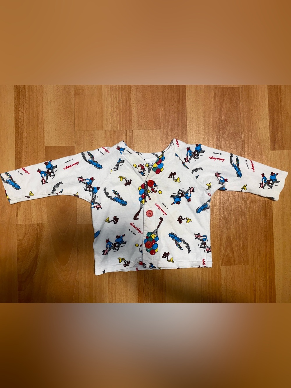 Vintage Curious George Baby 6-9 Month Button Up Cotton Cardigan
